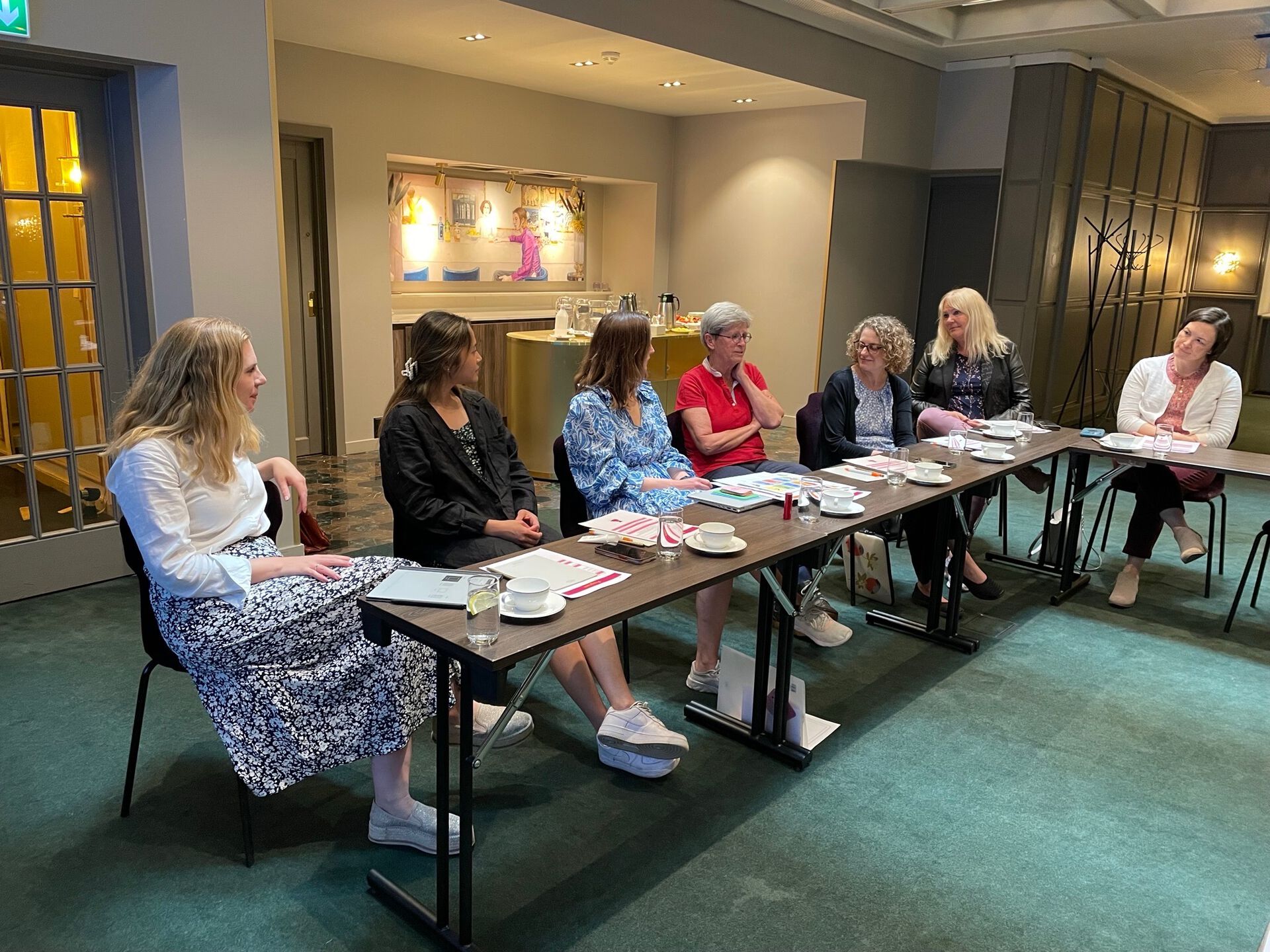 Fra venstre: Christine Rygg (DIG), Maria Estefan Bacolod (DIG), Ingrid Konstanse Ledel Solem (tidligere DIG – nå SINTEF Digital), Karlein MG Schreurs (University of Twente), Lori B. Waxenberg (University of Florida), Elin Bolle Strand (DIG), Karen E. Weiss (Mayo Clinic, Rochester Minnesota).